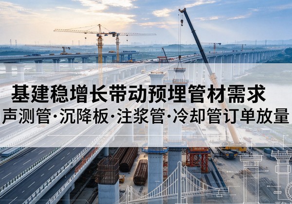 琼海基建稳增长带动预埋监测管材需求，声测管、沉降板、注浆管订单持续放量